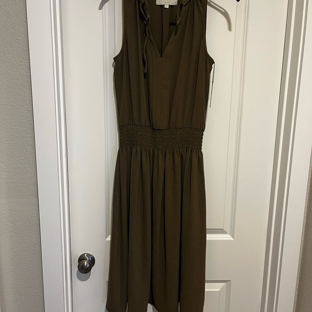Brochu Walker Olive green brown Midi Dress Francine small nwt
